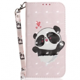 Δερματινη Θηκη Motorola Edge 50 Fusion Panda Love With Strap Σιλικόνης