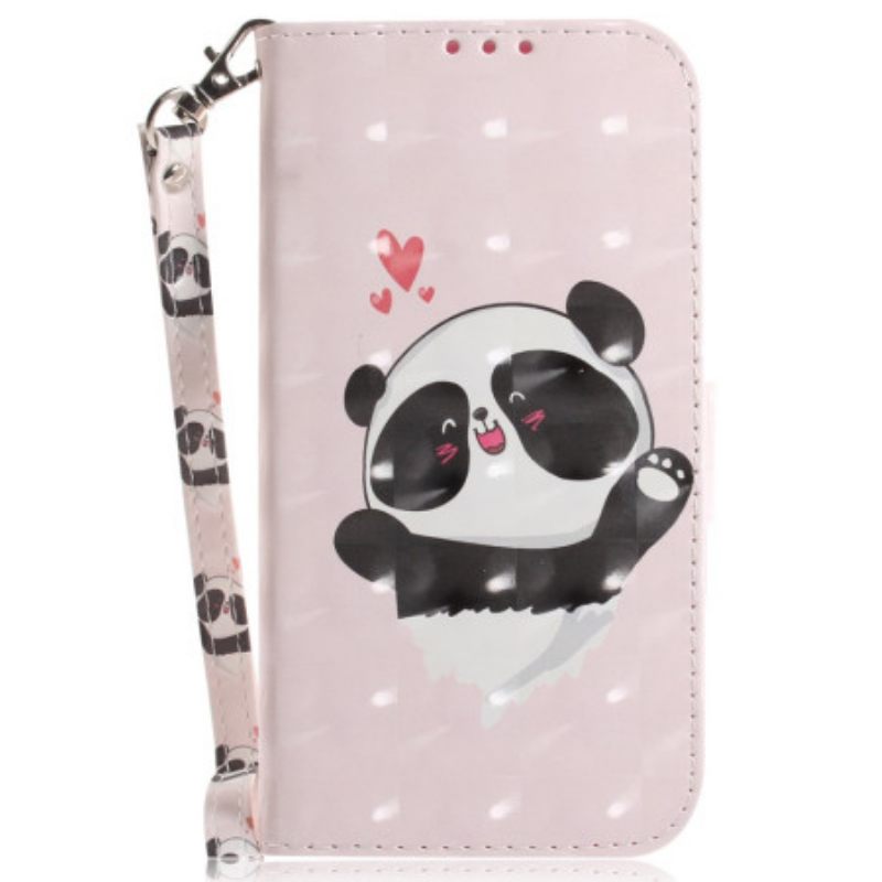 Δερματινη Θηκη Oppo Reno 12f 5g Panda Love With Strap