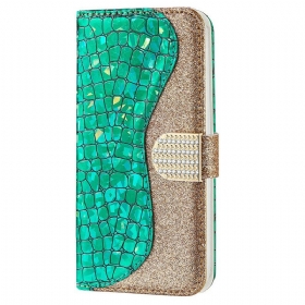 δερματινη θηκη iPhone 13 Pro Max Crocodile Diamonds