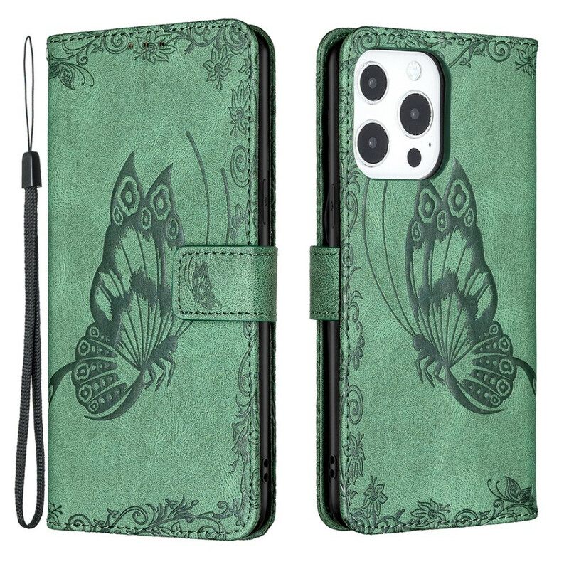 Κάλυμμα iPhone 13 Pro Max με κορδονι Μπαρόκ Strappy Butterfly