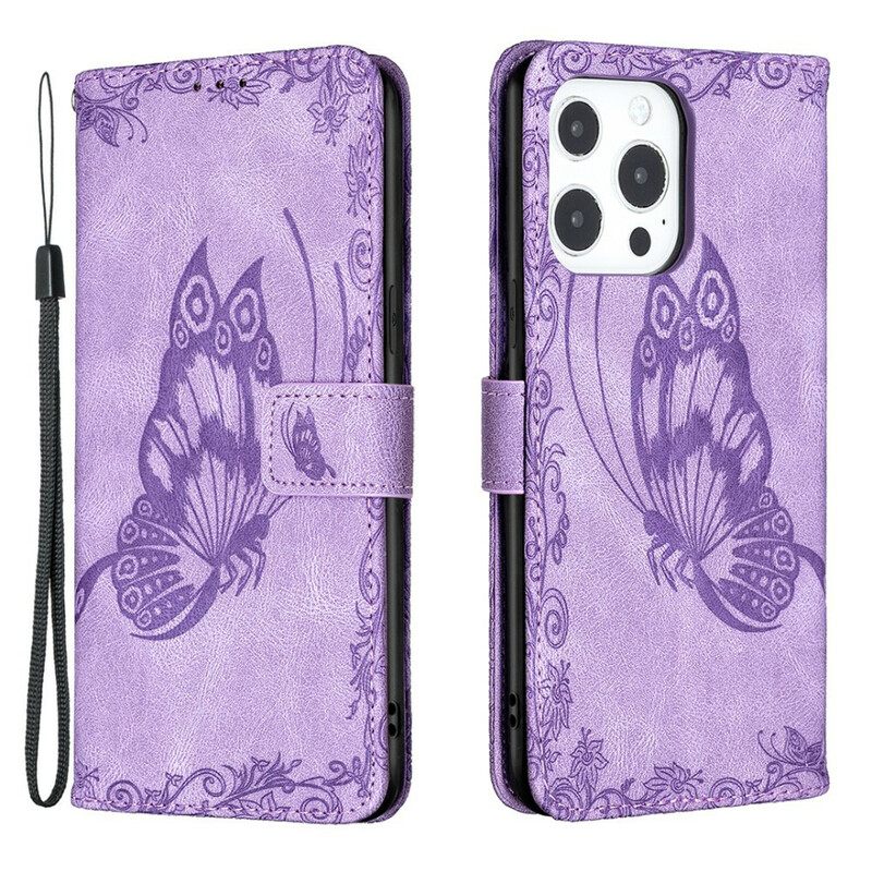 Κάλυμμα iPhone 13 Pro Max με κορδονι Μπαρόκ Strappy Butterfly