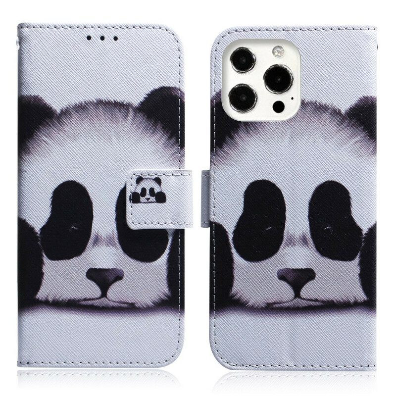 Θήκη Flip iPhone 13 Pro Max Πρόσωπο Panda