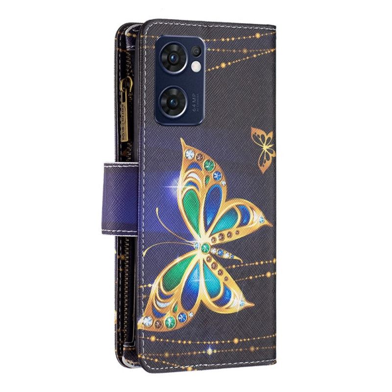 Κάλυμμα Oppo Find X5 Lite Πουγκί Royal Butterfly Με Φερμουάρ