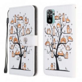 δερματινη θηκη Xiaomi Redmi Note 10 / 10S με κορδονι Funky Cats Με Λουράκι