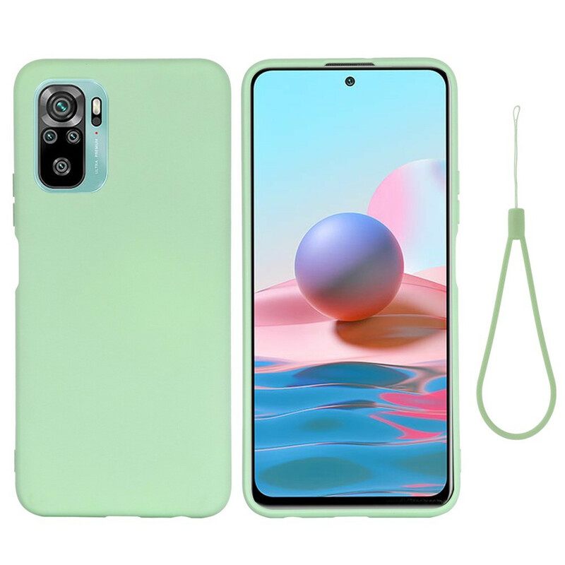 θηκη κινητου Xiaomi Redmi Note 10 / 10S Υγρή Σιλικόνη Με Κορδόνι