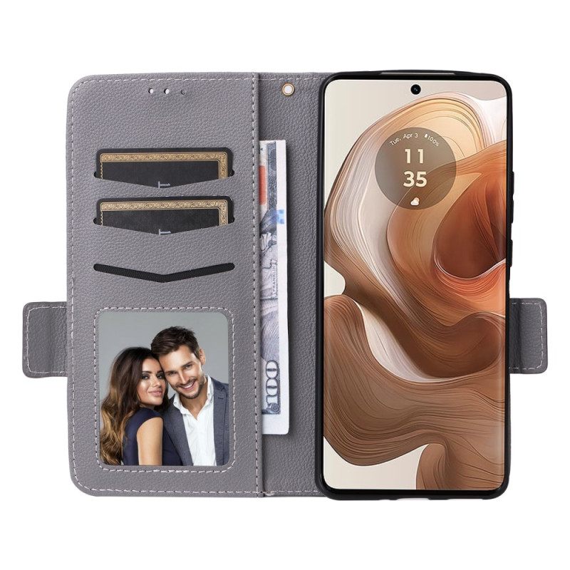 Δερματινη Θηκη Motorola Edge 50 Ultra Litchi Faux Leather Με Λουράκι