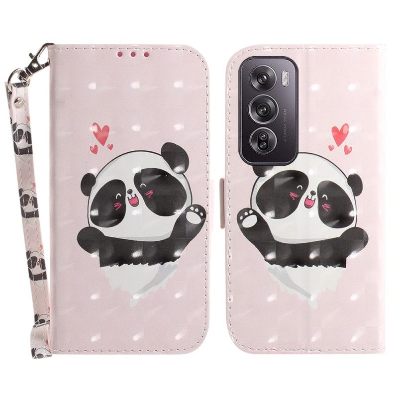 Θηκη Κινητου Oppo Reno 12 Pro 5g Θήκες Κινητών Panda Love With Strap