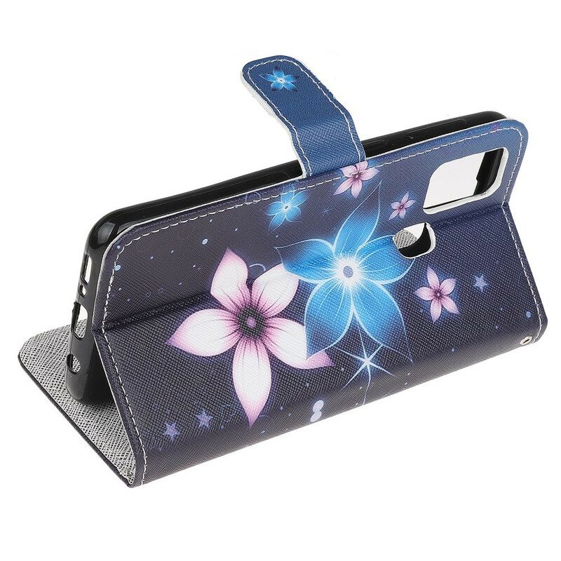 δερματινη θηκη Samsung Galaxy M31 με κορδονι Λουλούδια Lunar Strap