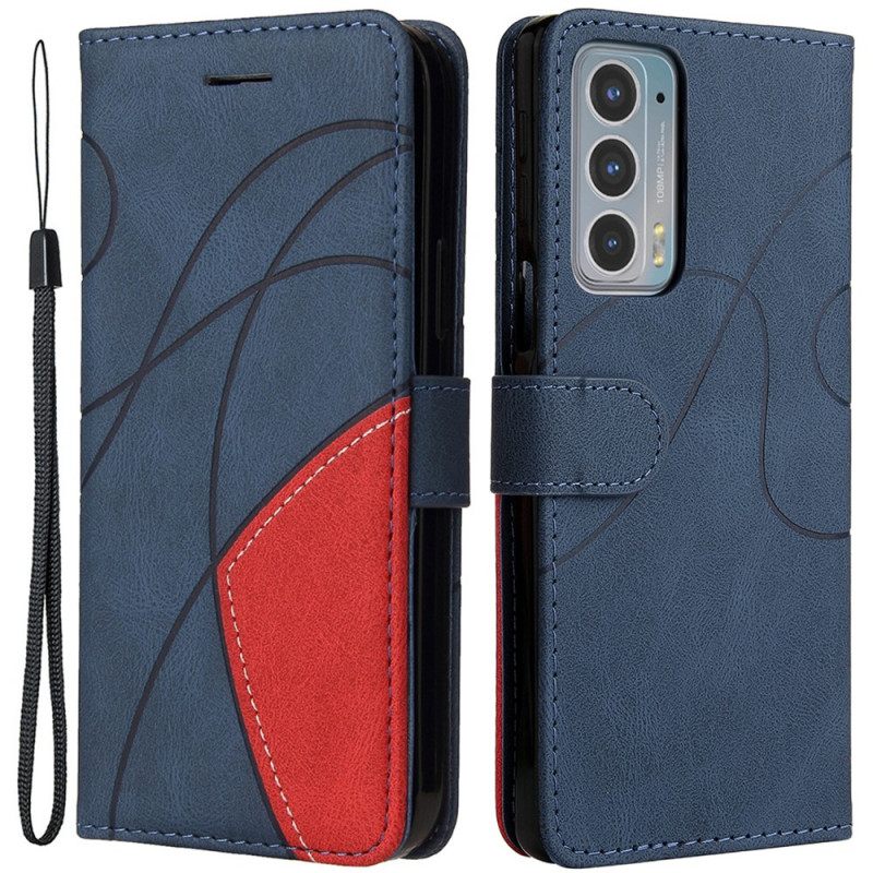 Θήκη Flip Motorola Edge 20 Δίχρωμο Signature Faux Leather