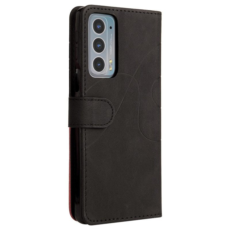 Θήκη Flip Motorola Edge 20 Δίχρωμο Signature Faux Leather