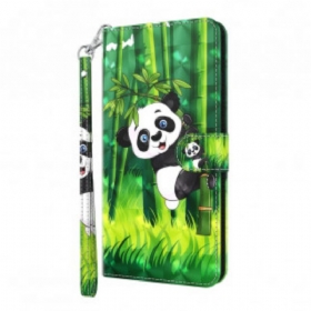 δερματινη θηκη Xiaomi Redmi Note 9 Pro 5G Light Spot Panda Και Bamboo