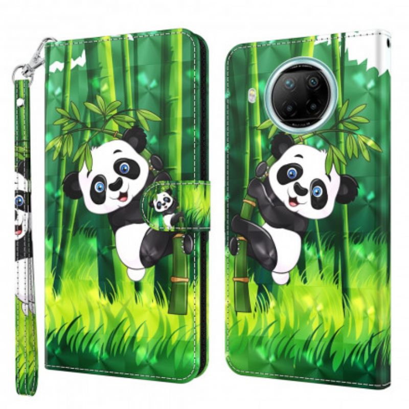 δερματινη θηκη Xiaomi Redmi Note 9 Pro 5G Light Spot Panda Και Bamboo