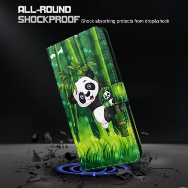 δερματινη θηκη Xiaomi Redmi Note 9 Pro 5G Light Spot Panda Και Bamboo