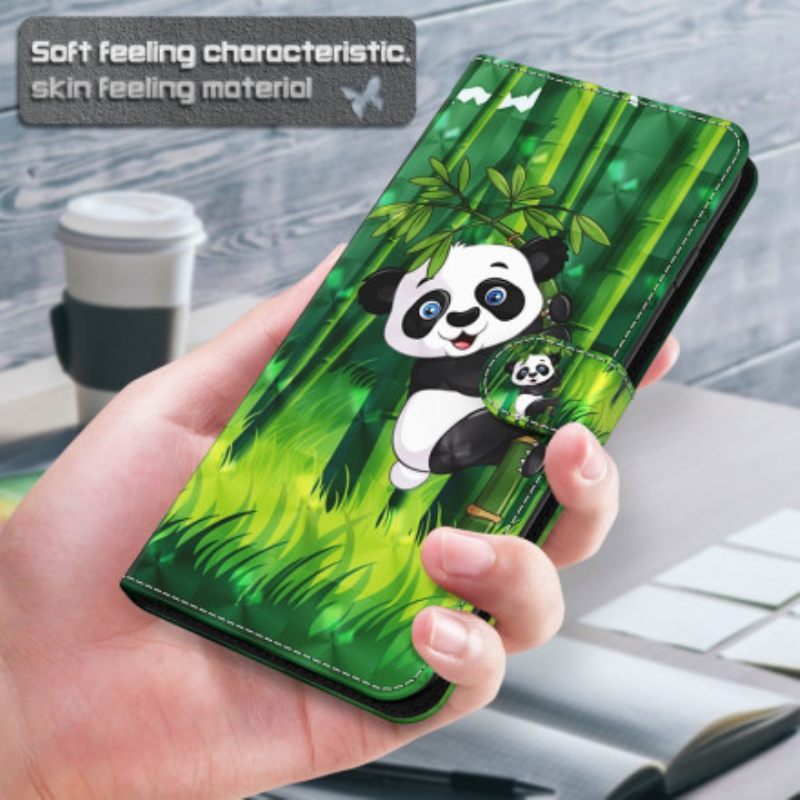 δερματινη θηκη Xiaomi Redmi Note 9 Pro 5G Light Spot Panda Και Bamboo