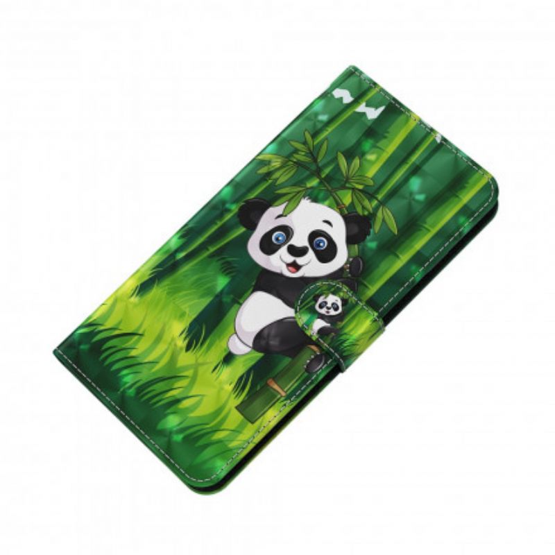 δερματινη θηκη Xiaomi Redmi Note 9 Pro 5G Light Spot Panda Και Bamboo