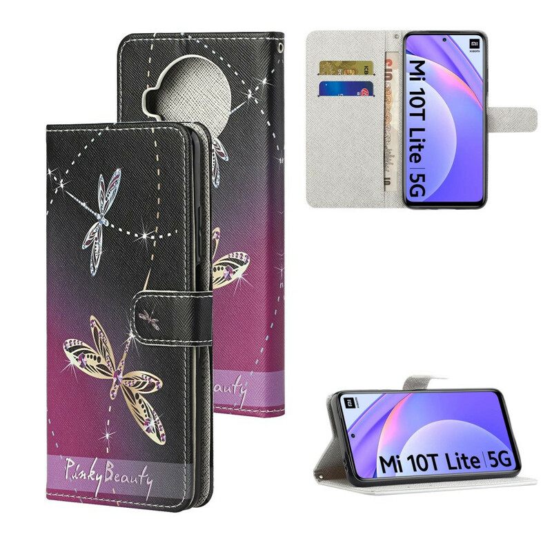 Κάλυμμα Xiaomi Redmi Note 9 Pro 5G με κορδονι Strappy Dragonflies