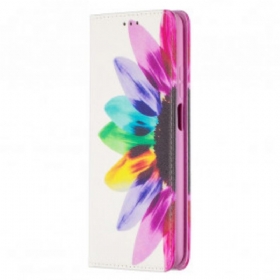 θηκη κινητου Xiaomi Redmi Note 9 Pro 5G Θήκη Flip Ακουαρέλα Λουλούδι