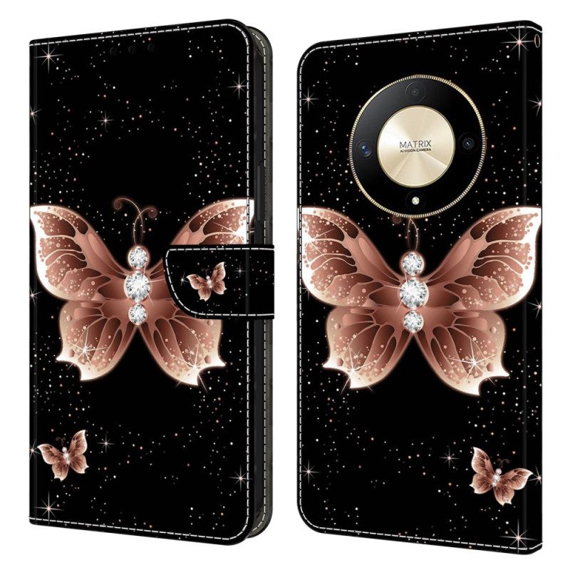 Δερματινη Θηκη Honor X9b / Magic 6 Lite Pink Diamond Butterfly Σιλικόνης