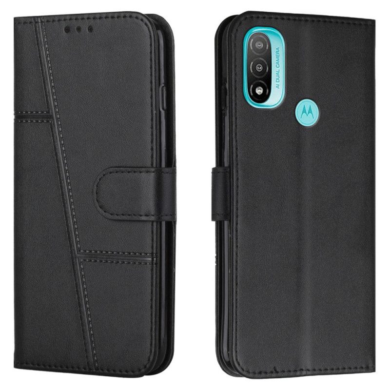 Κάλυμμα Moto E40 / E30 / E20 με κορδονι Strappy Geo Leather Effect