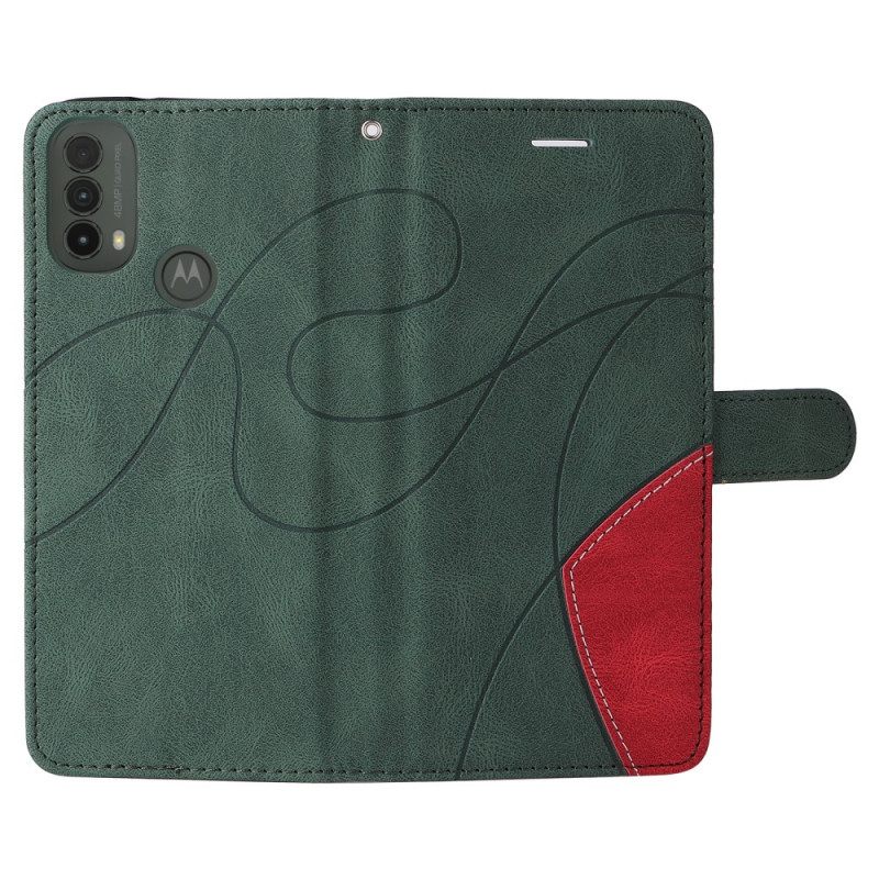 Θήκη Flip Moto E40 / E30 / E20 Δίχρωμο Signature Faux Leather