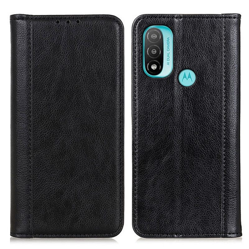 θηκη κινητου Moto E40 / E30 / E20 Θήκη Flip Elegance Split Leather Litchi