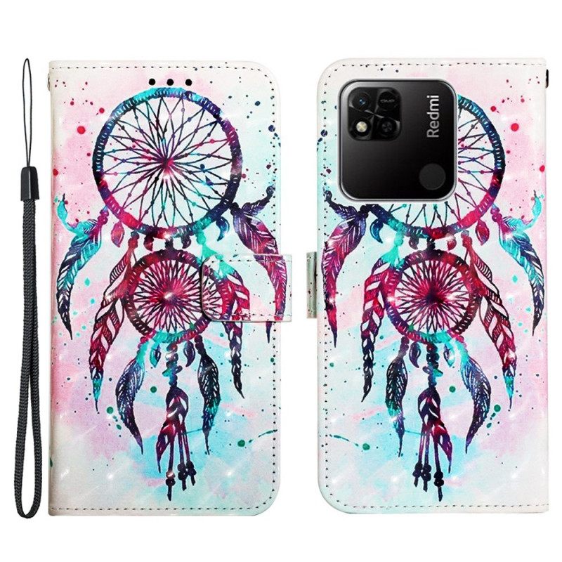 δερματινη θηκη Xiaomi Redmi 10A με κορδονι Strap Dream Catcher