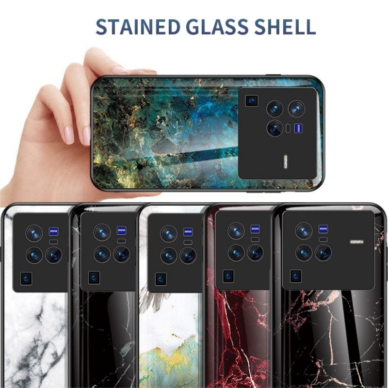 Θήκη Vivo X80 Pro Μάρμαρο Tempered Glass