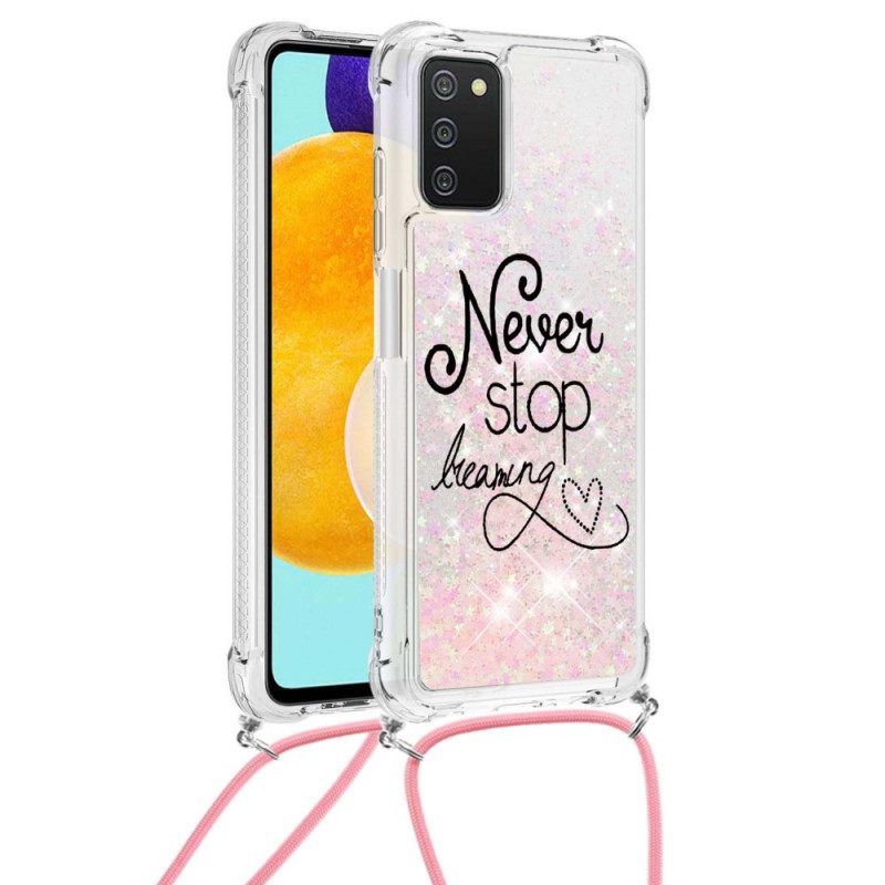 Θήκη Samsung Galaxy A03s με κορδονι Never Stop Glitter Κορδόνι