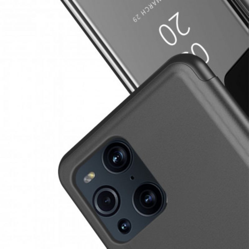 θηκη κινητου Oppo Find X3 Pro Καθρέφτης Και Ψεύτικο Δέρμα