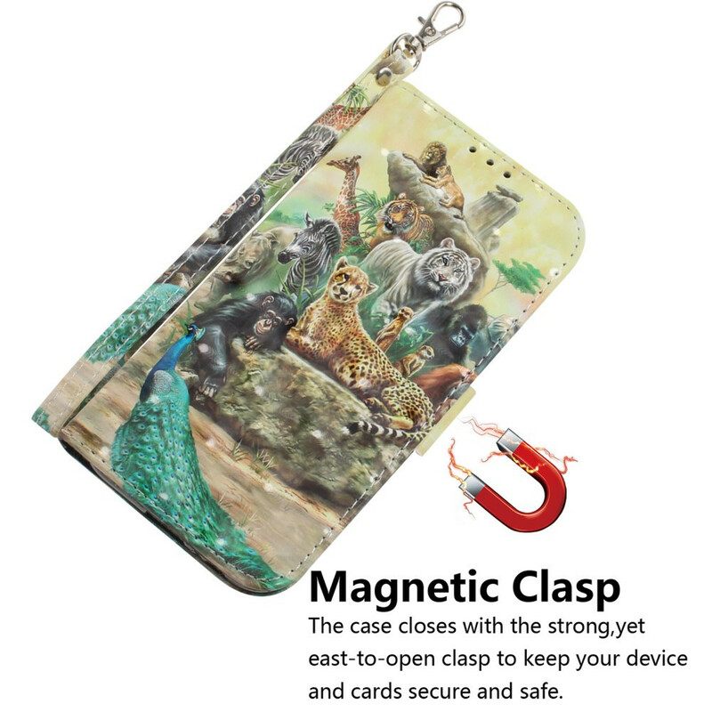 Θήκη Flip Samsung Galaxy Note 20 με κορδονι Thong Safari Animals