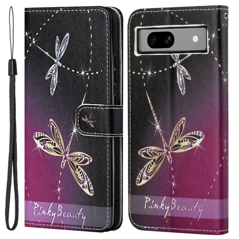 Δερματινη Θηκη Google Pixel 8a Strap-on Dragonflies