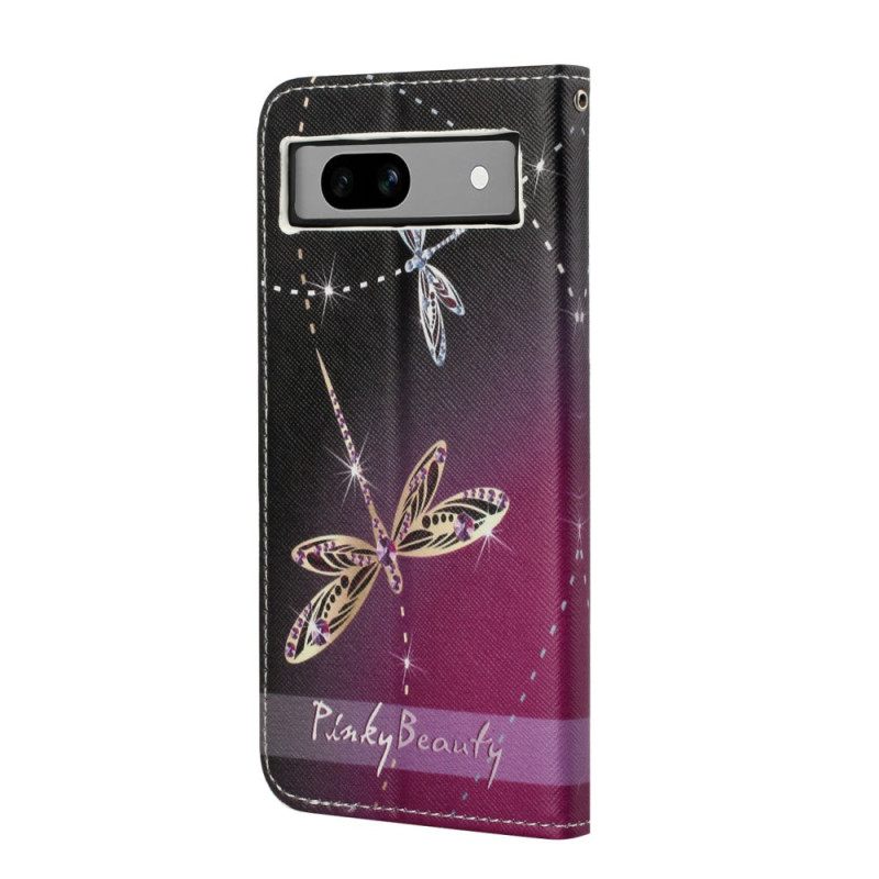 Δερματινη Θηκη Google Pixel 8a Strap-on Dragonflies