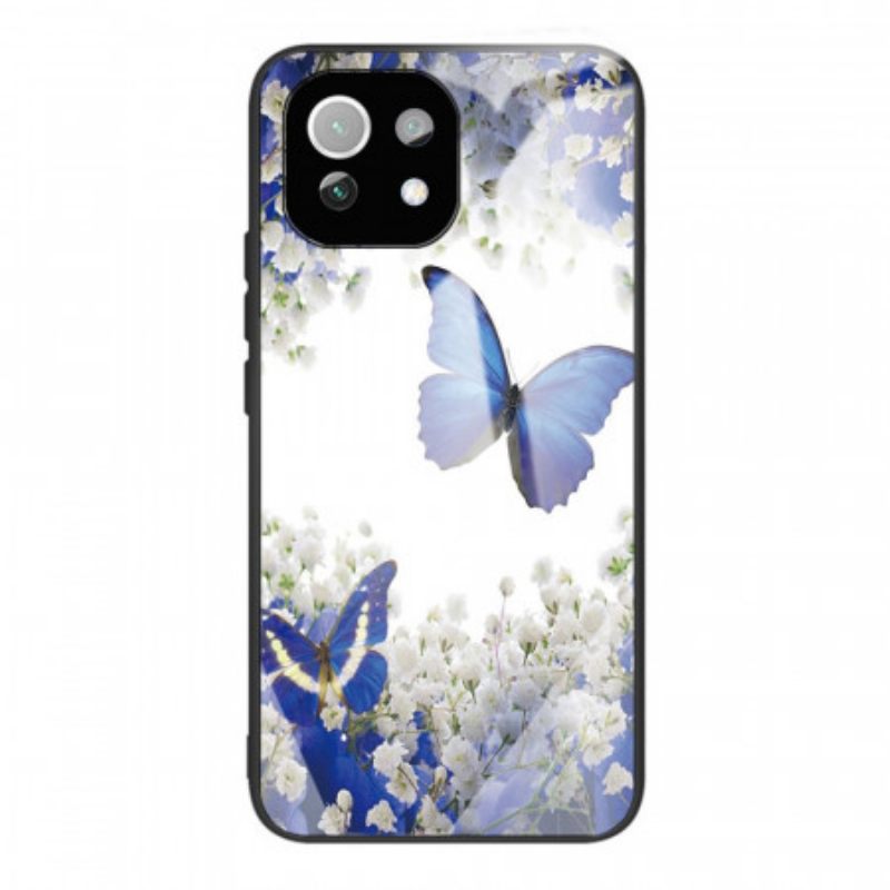 θηκη κινητου Xiaomi Mi 11 Lite 4G / 5G / 5G NE Blue Butterflies Tempered Glass