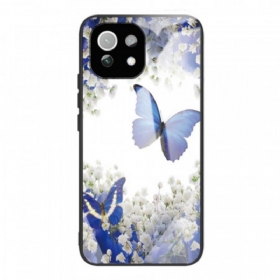 θηκη κινητου Xiaomi Mi 11 Lite 4G / 5G / 5G NE Blue Butterflies Tempered Glass