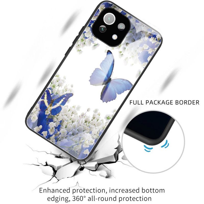 θηκη κινητου Xiaomi Mi 11 Lite 4G / 5G / 5G NE Blue Butterflies Tempered Glass