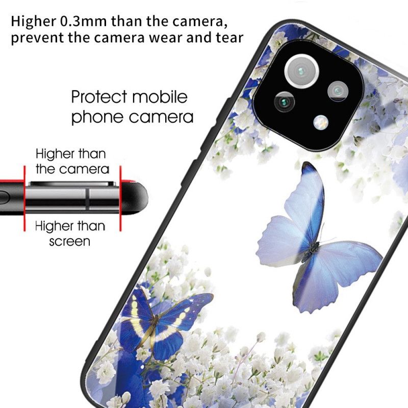 θηκη κινητου Xiaomi Mi 11 Lite 4G / 5G / 5G NE Blue Butterflies Tempered Glass