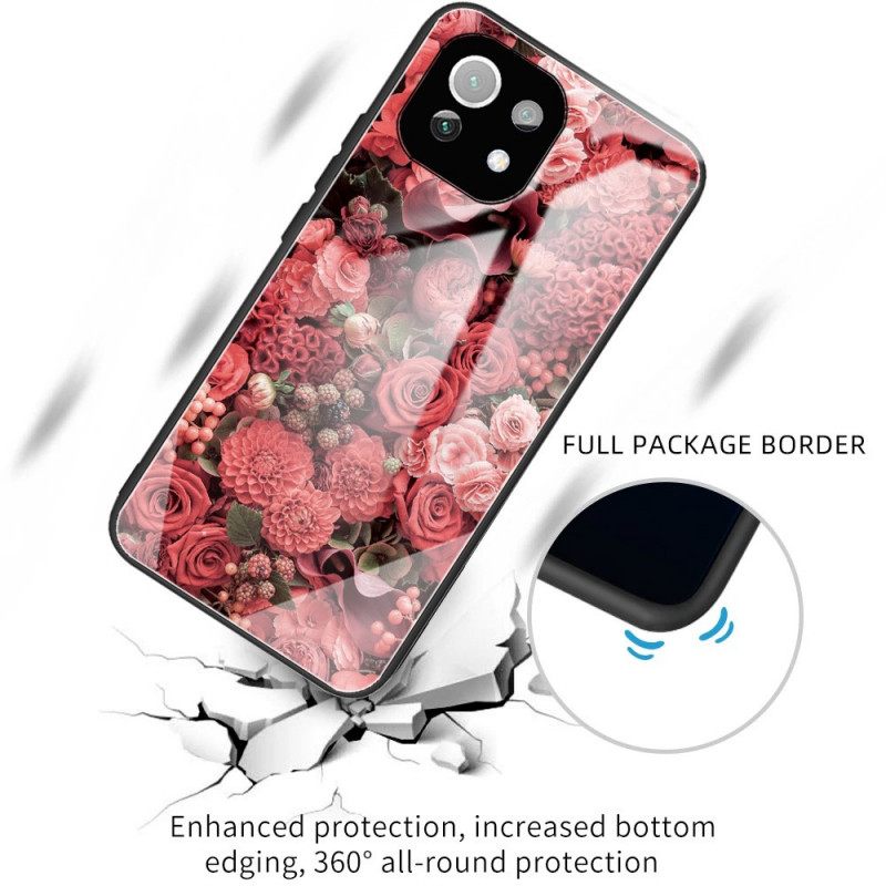 θηκη κινητου Xiaomi Mi 11 Lite 4G / 5G / 5G NE Rose Flowers Tempered Glass