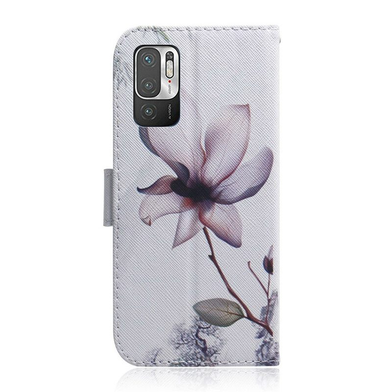 δερματινη θηκη Poco M3 Pro 5G Flower Dusty Pink