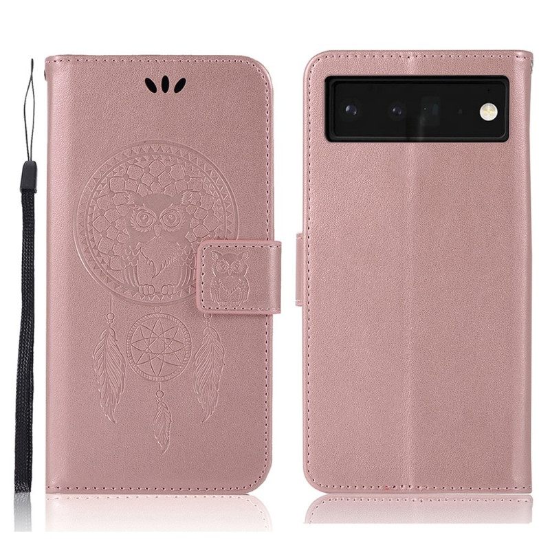 Κάλυμμα Google Pixel 6 Pro Δερμάτινο Εφέ Dreamcatcher Owl