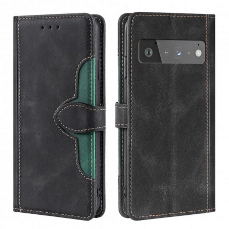 Κάλυμμα Google Pixel 6 Pro Faux Leather Bicolor Stylish