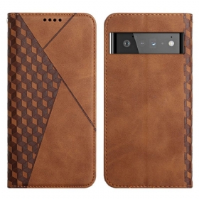 θηκη κινητου Google Pixel 6 Pro Θήκη Flip Εφέ Geo Leather