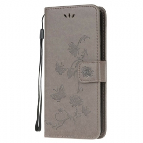 Θήκη Flip Samsung Galaxy Note 20 Ultra με κορδονι Πεταλούδες Και Λουλούδια Στρινγκ