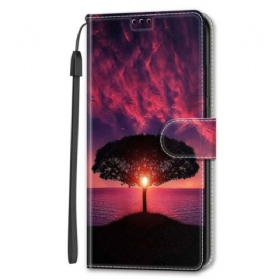 Δερματινη Θηκη Samsung Galaxy S24 Ultra 5g Black Tree And Sunset Strap