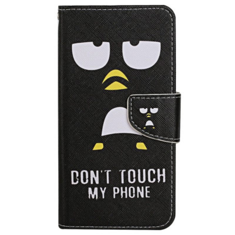 Δερματινη Θηκη Samsung Galaxy S24 Ultra 5g Penguin Don't Touch My Phone Lanyard