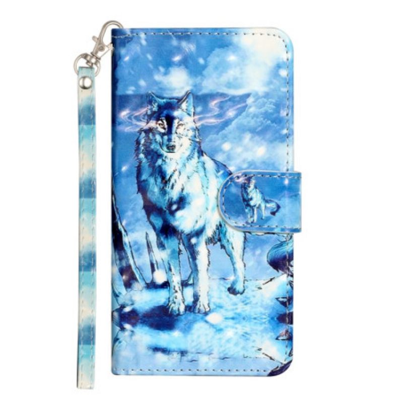 Δερματινη Θηκη Samsung Galaxy S24 Ultra 5g Snow Wolf With Strap Σιλικόνης