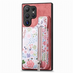 Κάλυμμα Samsung Galaxy S24 Ultra 5g Floral Integrated Wallet Σιλικόνης