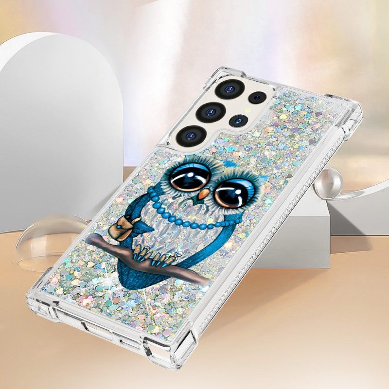 Κάλυμμα Samsung Galaxy S24 Ultra 5g Κουκουβάγια Glitter Σιλικόνης