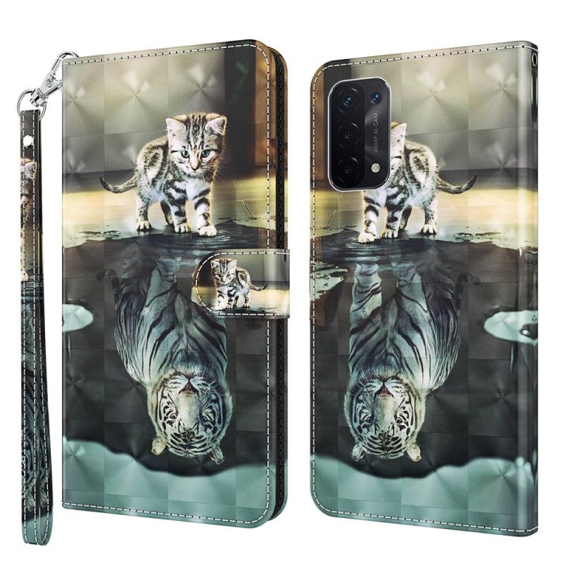 Κάλυμμα Oppo A54 5G / A74 5G με κορδονι Strappy Kitten Dream