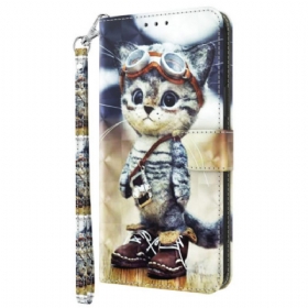 Δερματινη Θηκη Samsung Galaxy S24 Plus 5g Aviator Cat Με Λουράκι