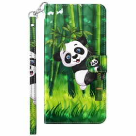 Δερματινη Θηκη Samsung Galaxy S24 Plus 5g Panda Climber Με Λουράκι